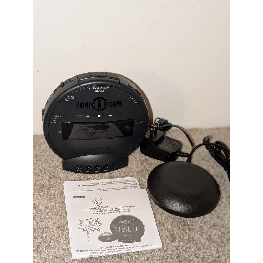 Sonic Alert Sonic Boom Dual Alarm Clock Bed Shaker 5 Level Dimmer NEW